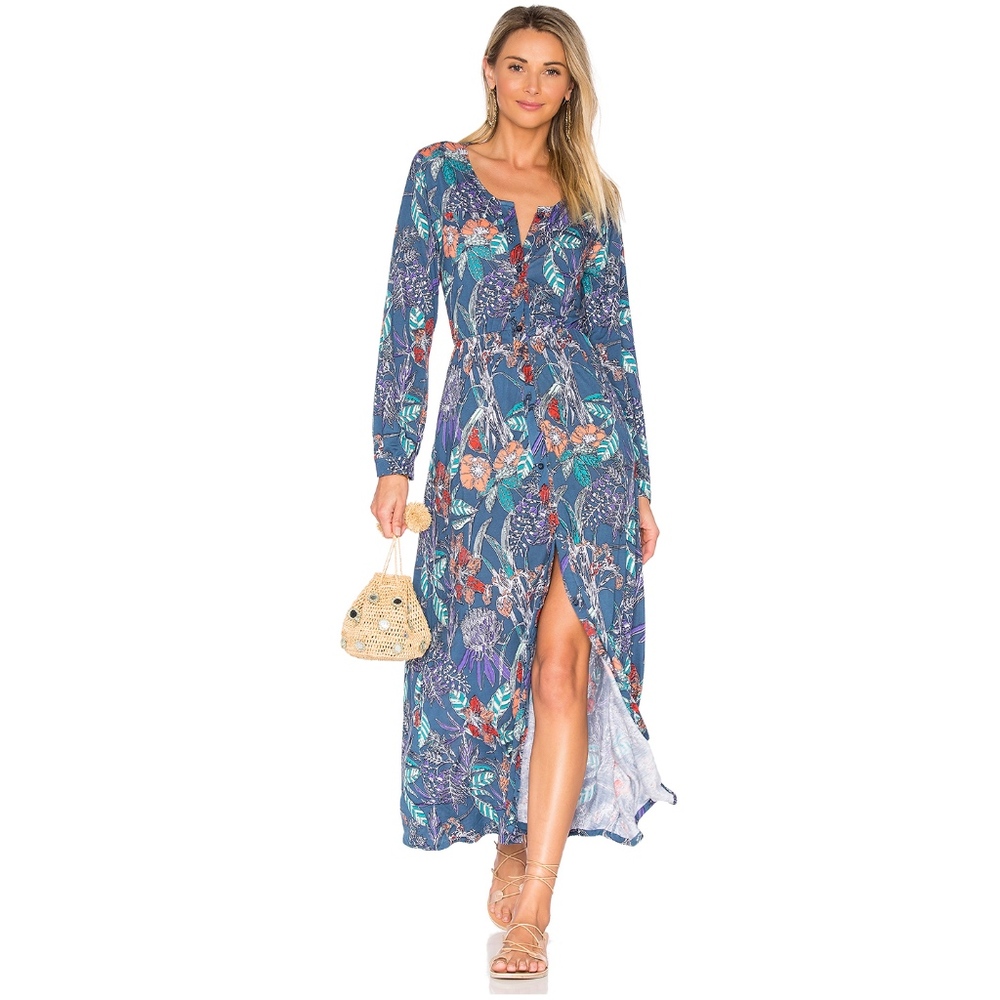 Aila Blue Sz Small Blue Floral Odyssey Maxi Dress